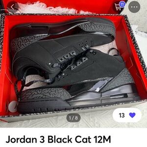 Jordan 3 Retro Black Cat Sneakers M12